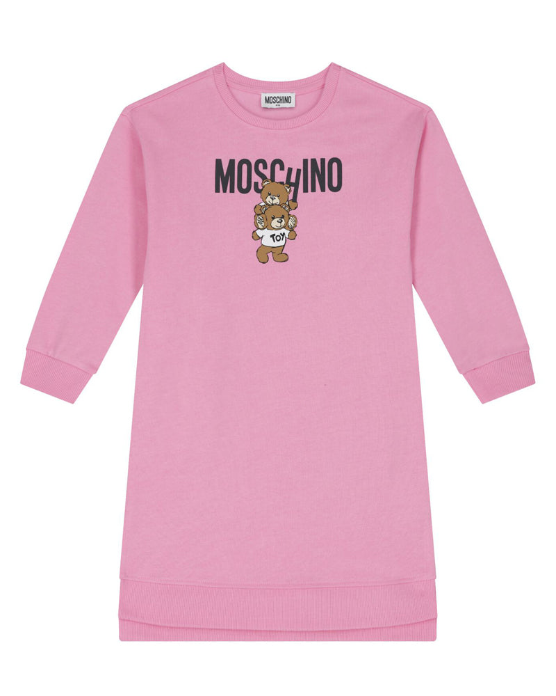 Girls Fuchsia Teddy Logo Sweatshirt Dress