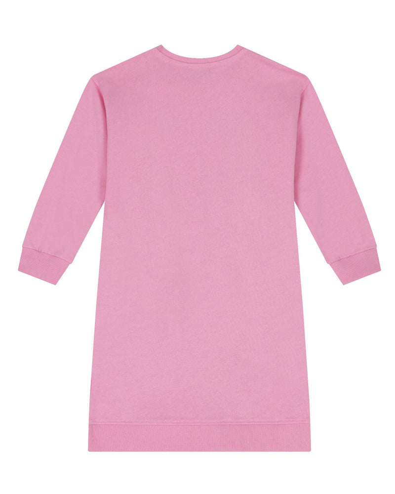 Girls Pink Heart Print Sweatshirt Dress