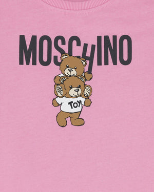 
  
    Moschino
  
 Girls Fuchsia Teddy Logo Sweatshirt Dress