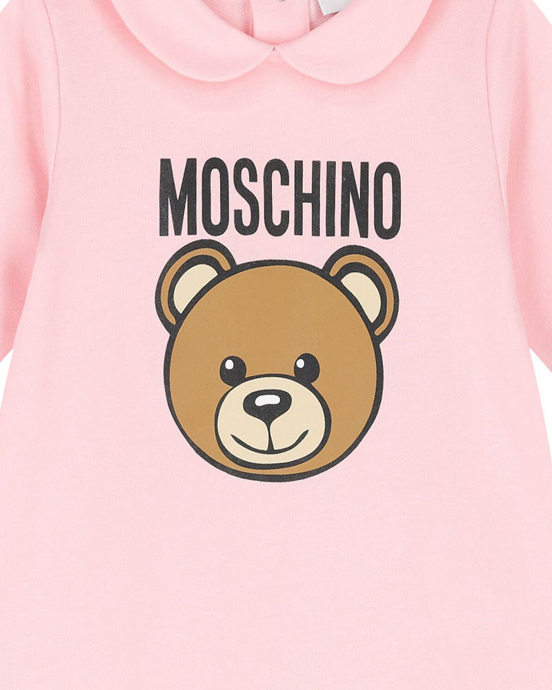 
  
    Moschino
  
 Baby Girls Pink Cotton Bear Onesie