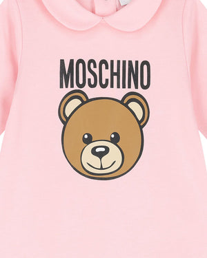 
  
    Moschino
  
 Baby Girls Pink Cotton Bear Onesie
