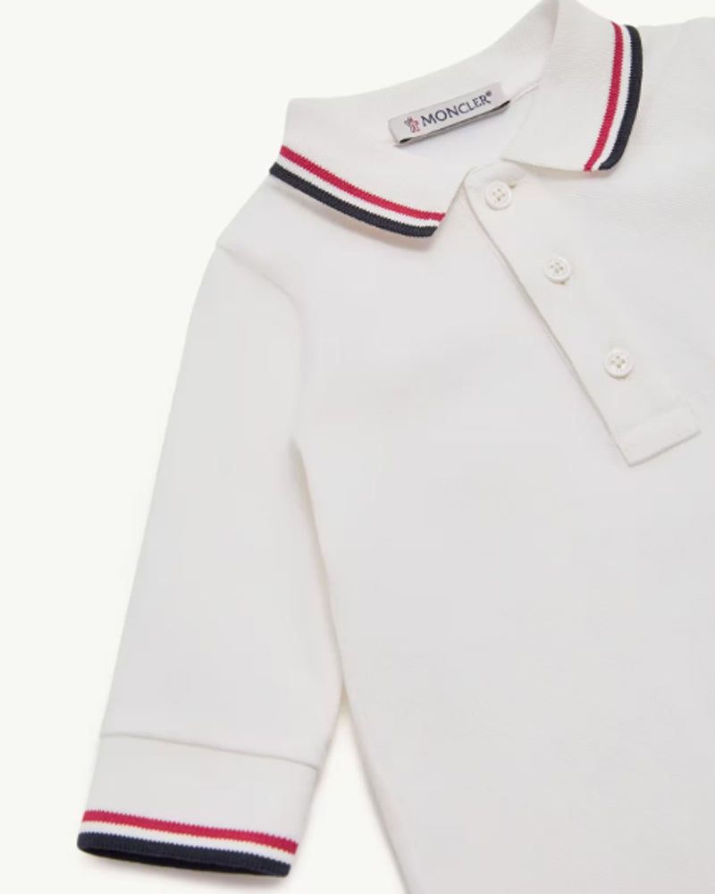 
  
    Moncler
  
    Enfant
  
 Baby Boys Ivory Cotton Polo Romper