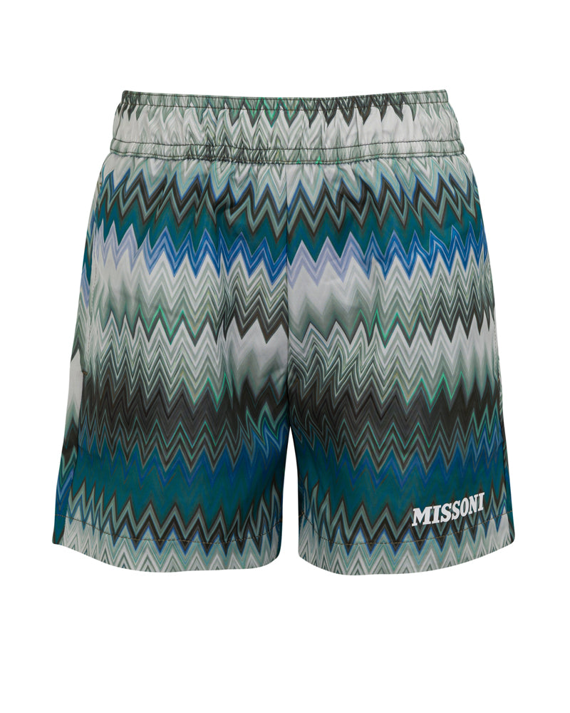 Boys Blue ZigZag Swim Shorts