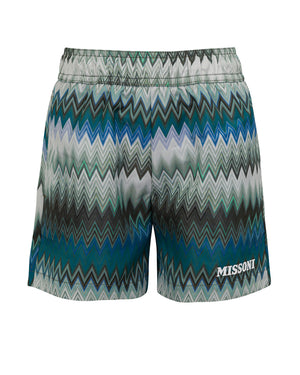 
  
    Missoni
  
 Boys Blue ZigZag Swim Shorts