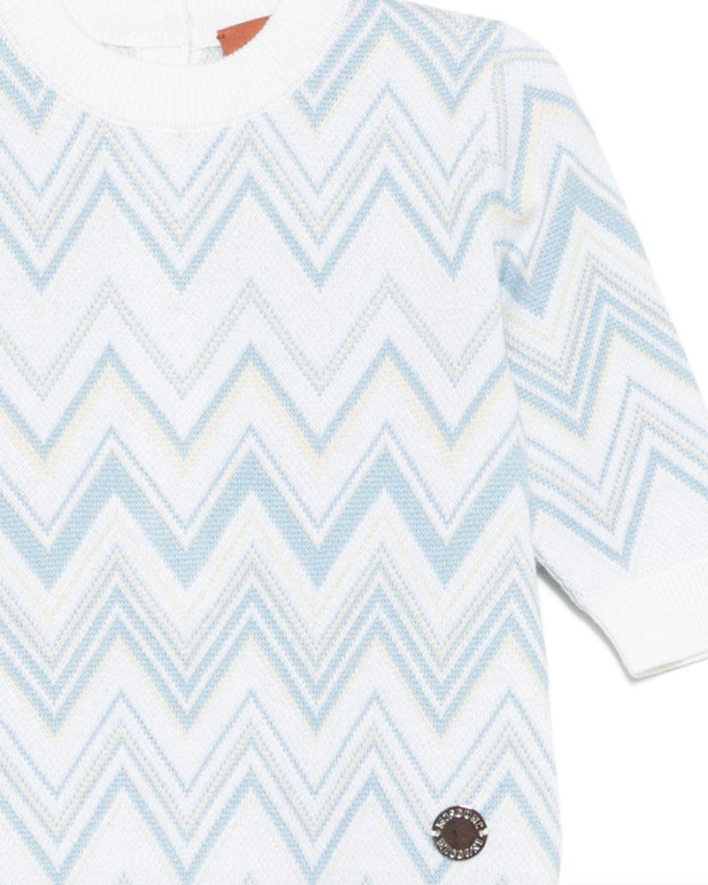 Baby Boys Blue Zig Zag Onesie &amp; Hat Set