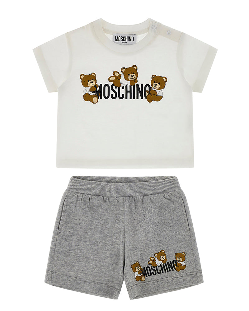 Baby Boys White/Grey Logo T &amp; Short Set