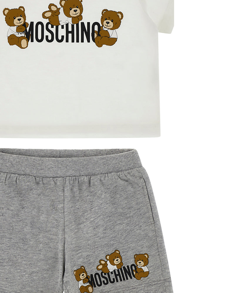 Baby Boys White/Grey Logo T &amp; Short Set