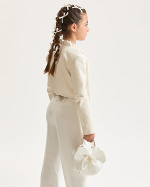 
  
    Monnalisa
  
 Girls White Ruffle Biker Jacket