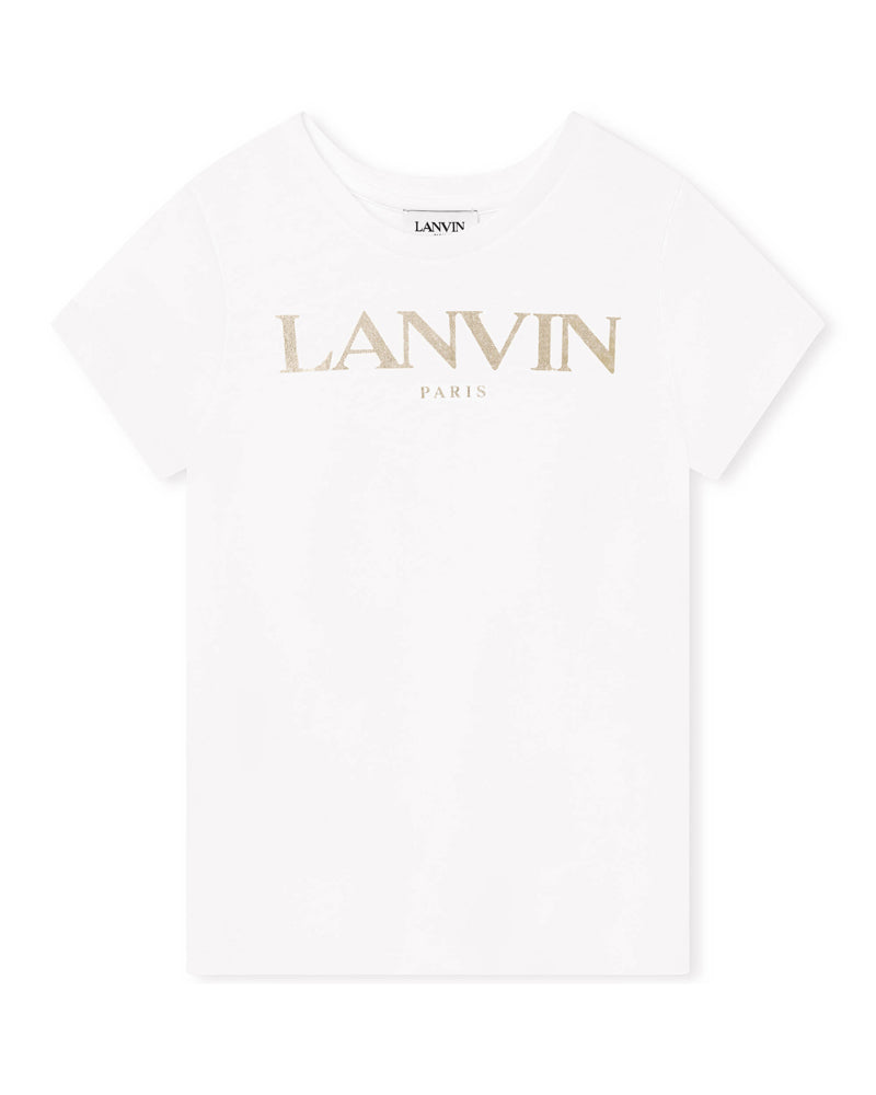 Lanvin Girls White Logo T-Shirt - Designer Kids Wear