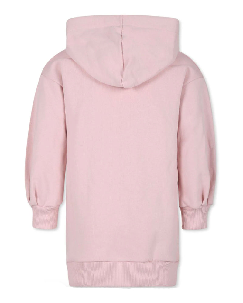 Girls Pink Hooded Logo Sweater Dress