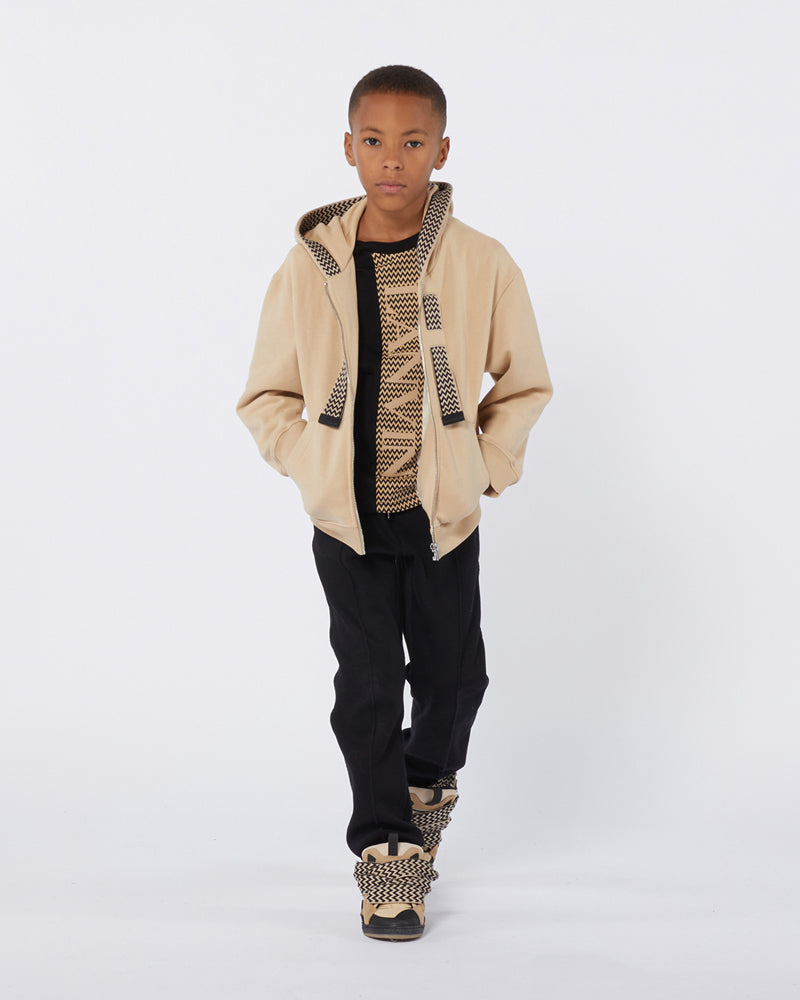 Boys Beige Hooded Sweater