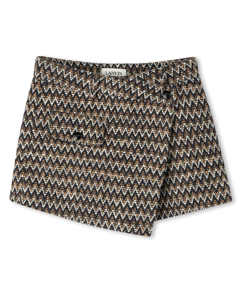 Girls Beige/Black Tweed Skort