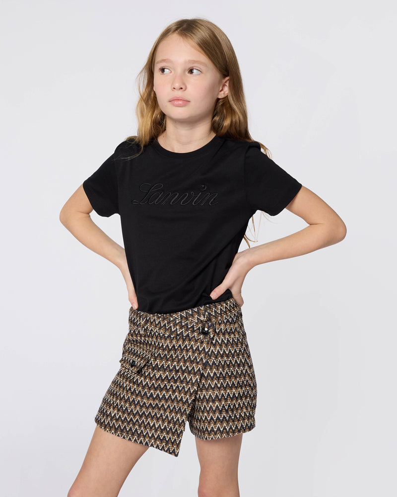 Girls Beige/Black Tweed Skort