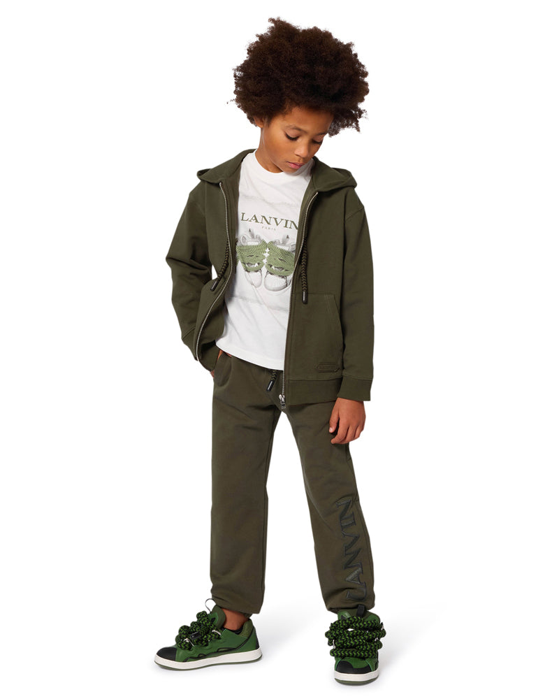 Boys Green Zip Logo Sweater