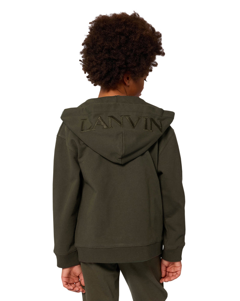 Boys Green Zip Logo Sweater