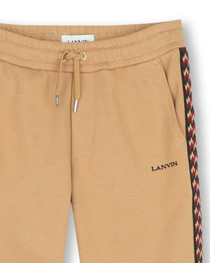 
  
    Lanvin
  
 Boys Beige Embroidered Logo Track Pants