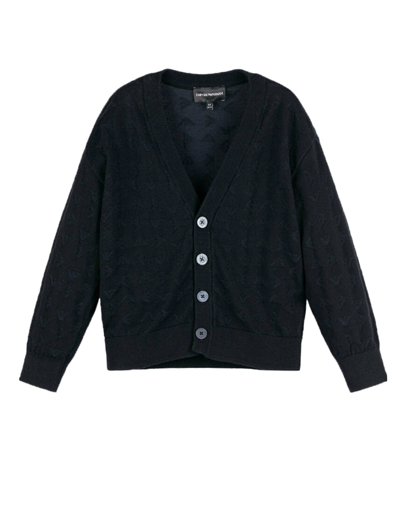 Boys Navy Embroidered Eagel Cardigan