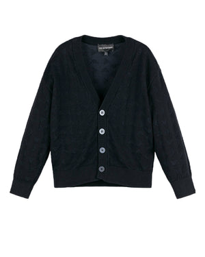 
  
    Emporio
  
    Armani
  
 Boys Navy Embroidered Eagel Cardigan