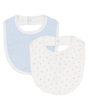 
  
    Petit
  
    Bateau
  
 Baby Boys Blue/White 2 Pack Bib Set