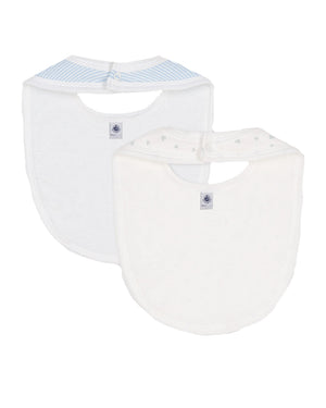 
  
    Petit
  
    Bateau
  
 Baby Boys Blue/White 2 Pack Bib Set