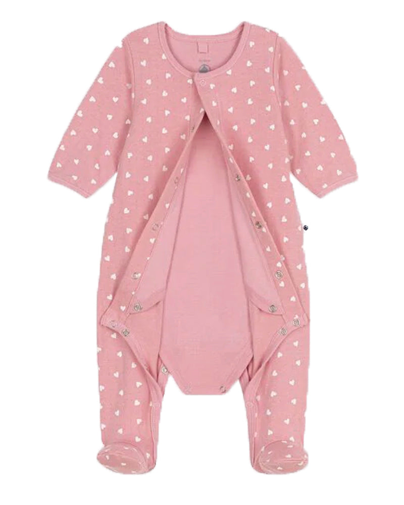 
  
    Petit
  
    Bateau
  
 Baby Girls Pink Heart Onesie