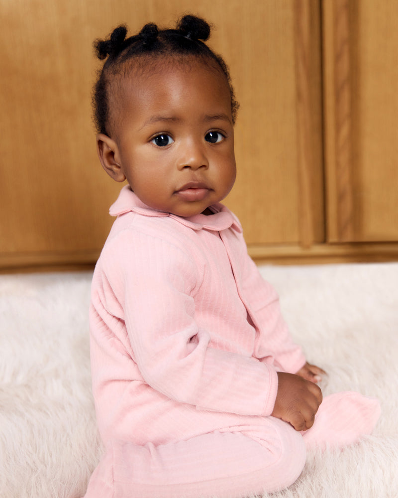Baby Girls Pink Velour Onesie