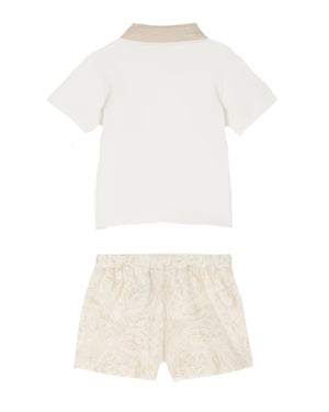 
  
    Versace
  
 Baby Boys White Barocco Polo & Short Set