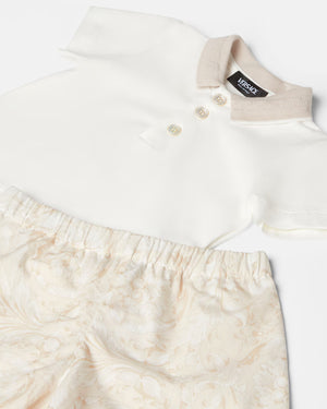 
  
    Versace
  
 Baby Boys White Barocco Polo & Short Set