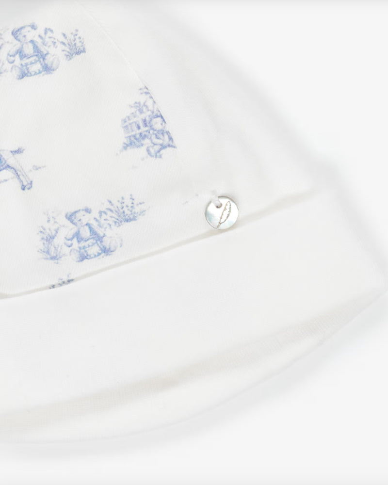 
  
    Pureté
  
    Du
  
    Bébé
  
 Baby Boys Blue/Ivory Toile De Jouy Hat