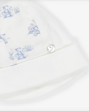 
  
    Pureté
  
    Du
  
    Bébé
  
 Baby Boys Blue/Ivory Toile De Jouy Hat