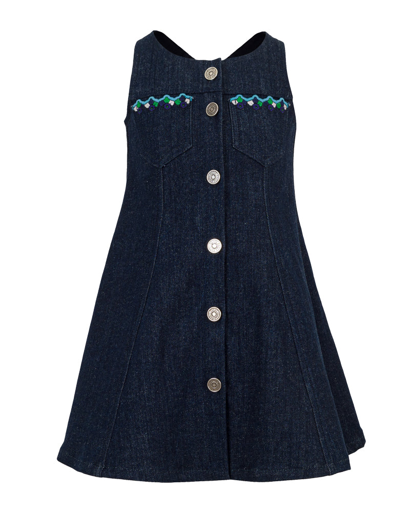 Girls Denim Sleeveless Dress