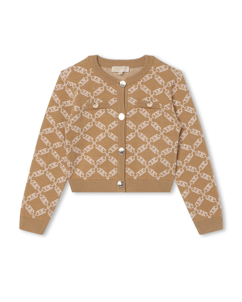 Girls Beige Knit Cardigan