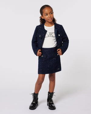 
  
    Michael
  
    Kors
  
 Girls Navy Tweed Jacket