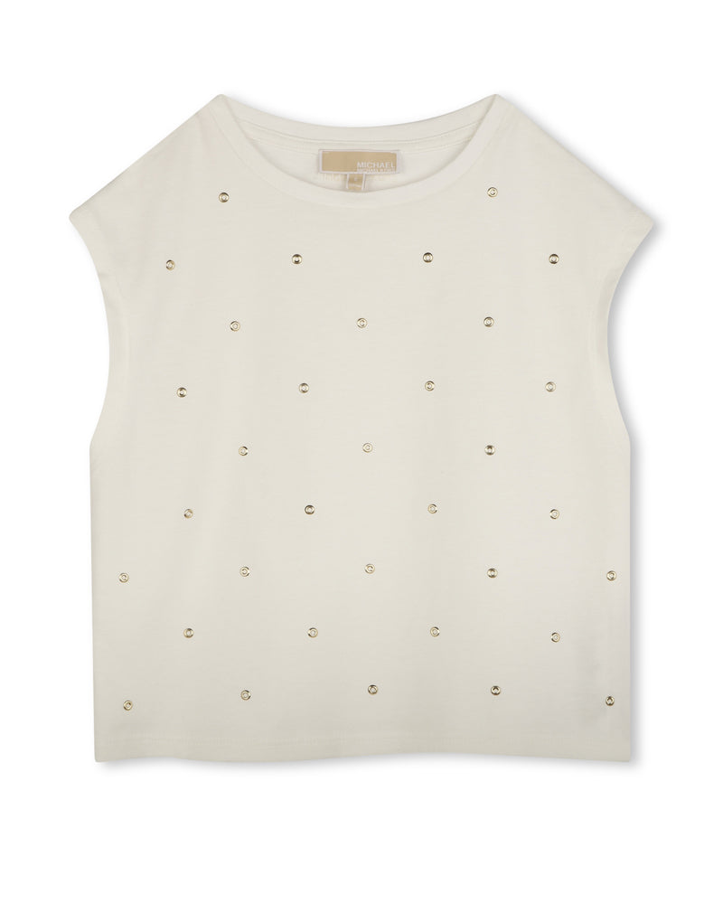 Girls Ivory Gold Sequins T-Shirt