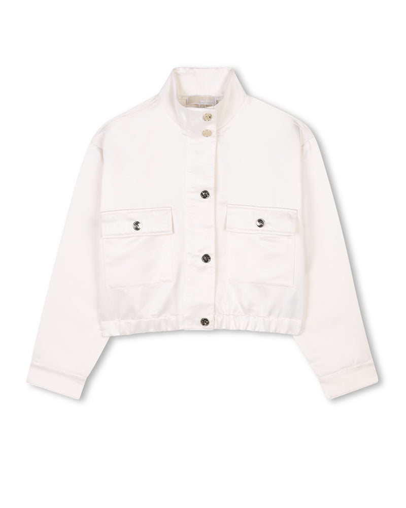 Girls Ivory Satin Jacket