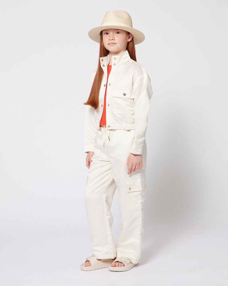 Girls Ivory Satin Jacket