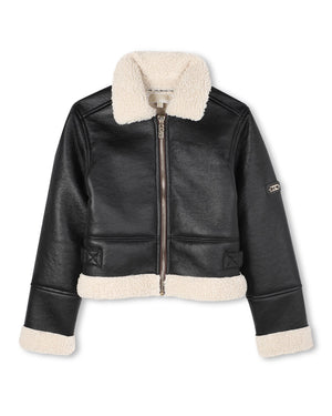 
  
    Michael
  
    Kors
  
 Girls Black Faux Sherling Jacket