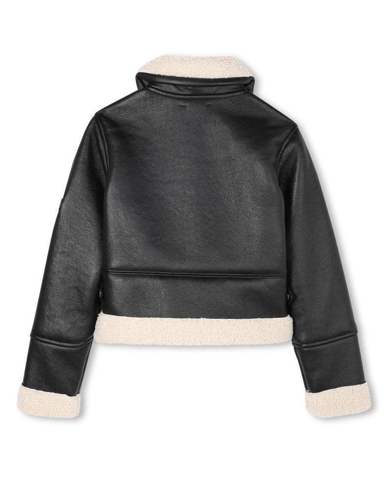 Girls Black Faux Sherling Jacket