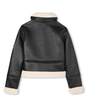 
  
    Michael
  
    Kors
  
 Girls Black Faux Sherling Jacket