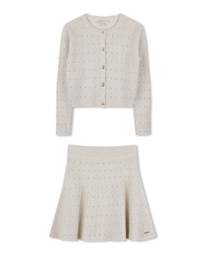 
  
    Michael
  
    Kors
  
 Girls Gold Knit Cardigan & Skirt Set