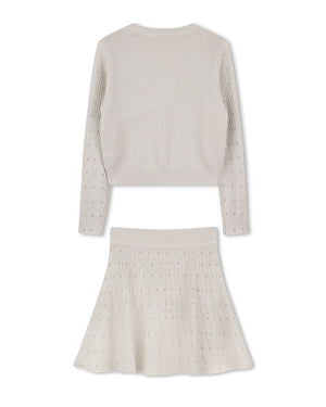 
  
    Michael
  
    Kors
  
 Girls Gold Knit Cardigan & Skirt Set