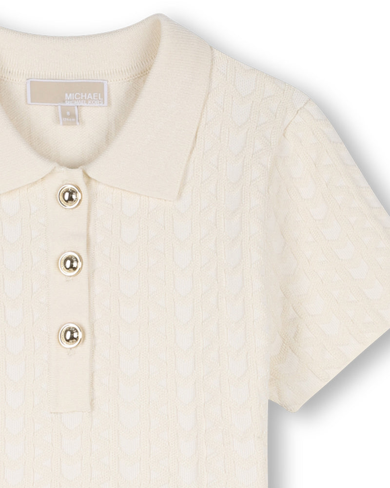 
  
    Michael
  
    Kors
  
 Girls Ivory Knit MK Polo Dress