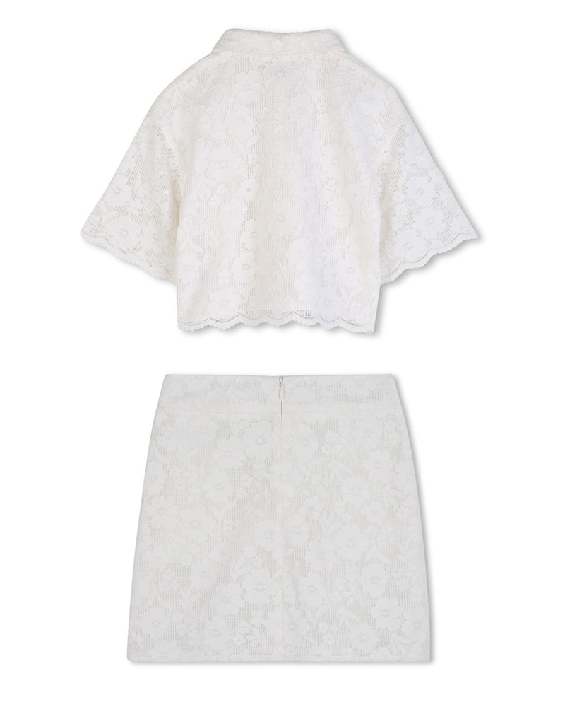
  
    Michael
  
    Kors
  
 Girls Ivory Lace Top & Skirt Set