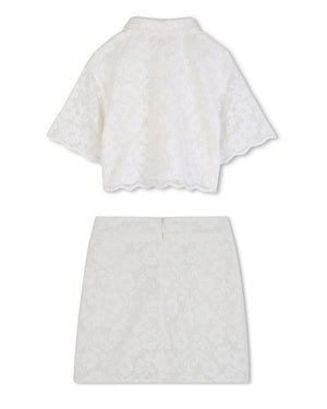 
  
    Michael
  
    Kors
  
 Girls Ivory Lace Top & Skirt Set