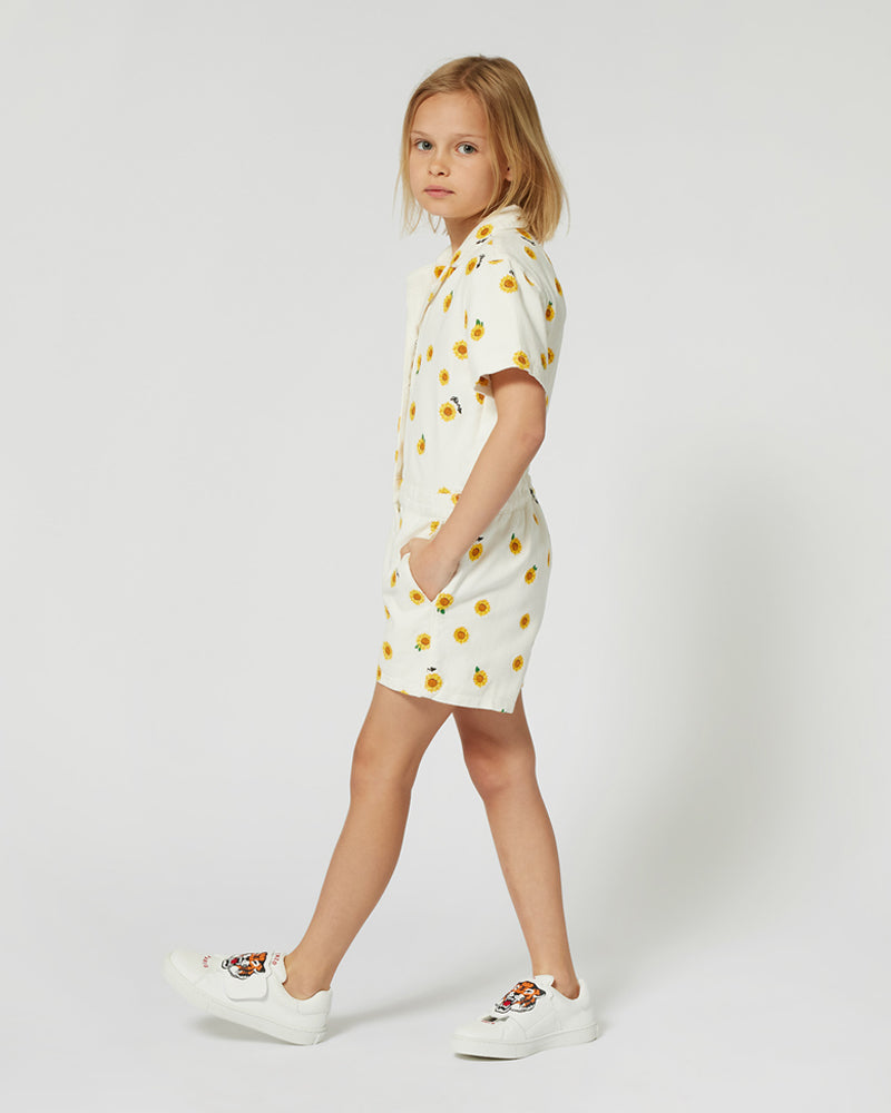 Girls Ivory Sunflower Romper