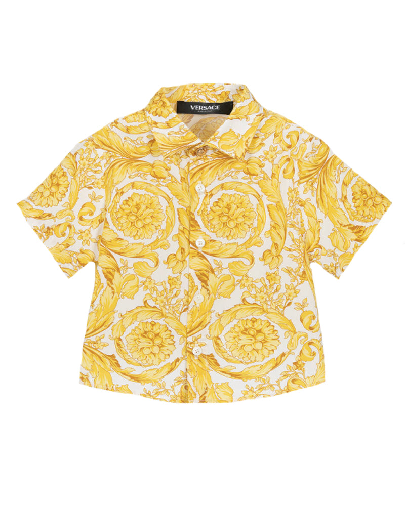 Versace Kids Baby Boys Gold Barocco Shirt Versace Kids Baby Boys Gold Barocco Shirt