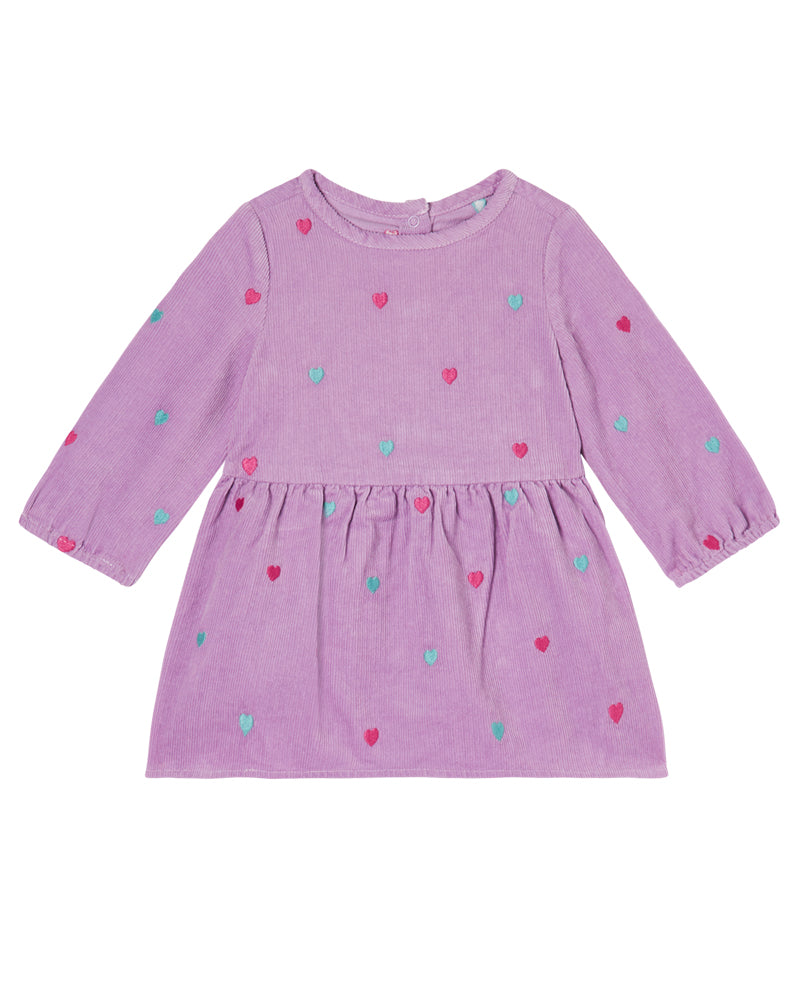 Baby Girls Purple Heart Corduroy Dress