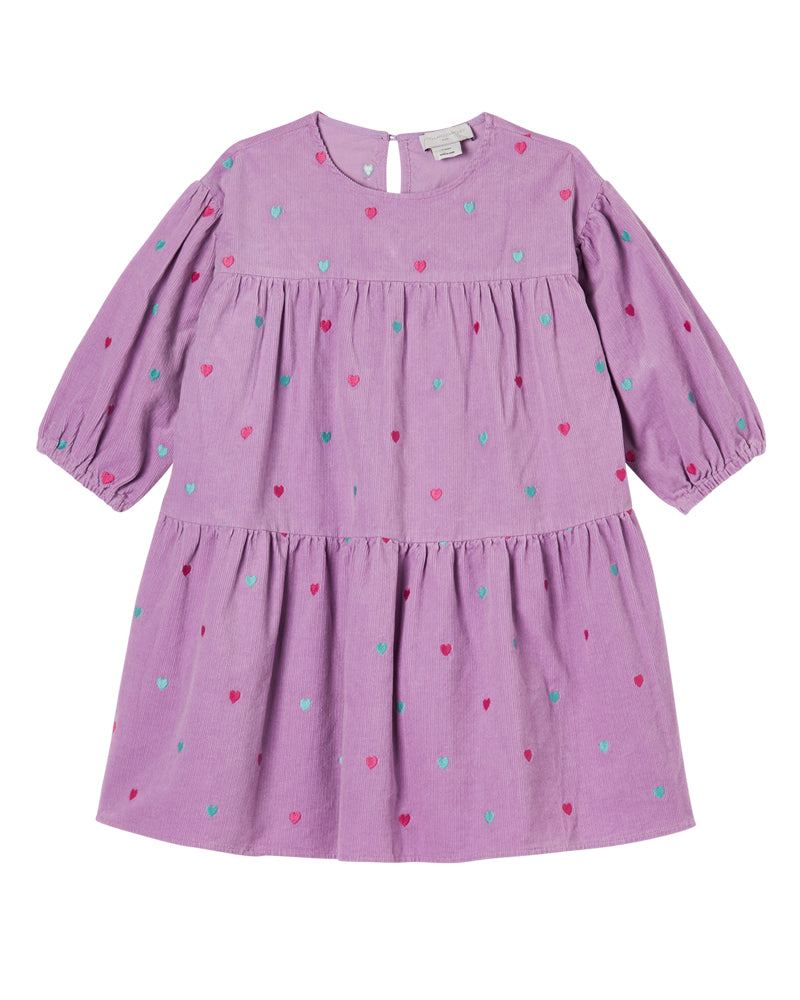 Girls Purple Heart Corduroy Dress