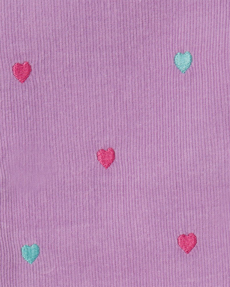 Girls Purple Heart Corduroy Dress