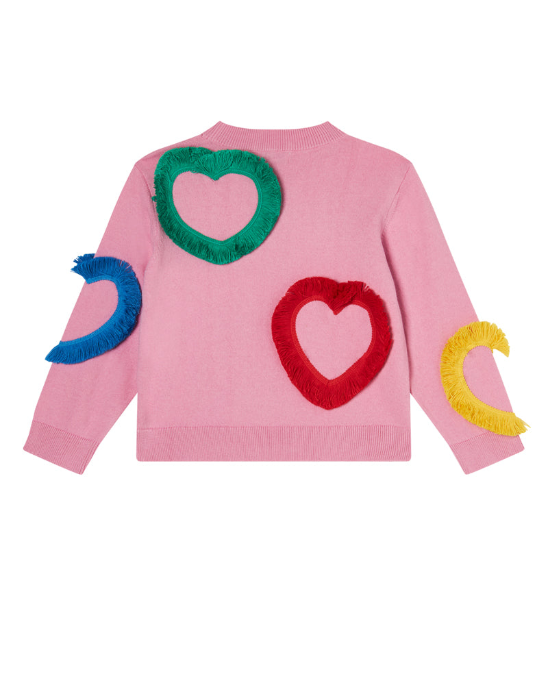 Girls Pink Heart Sweater
